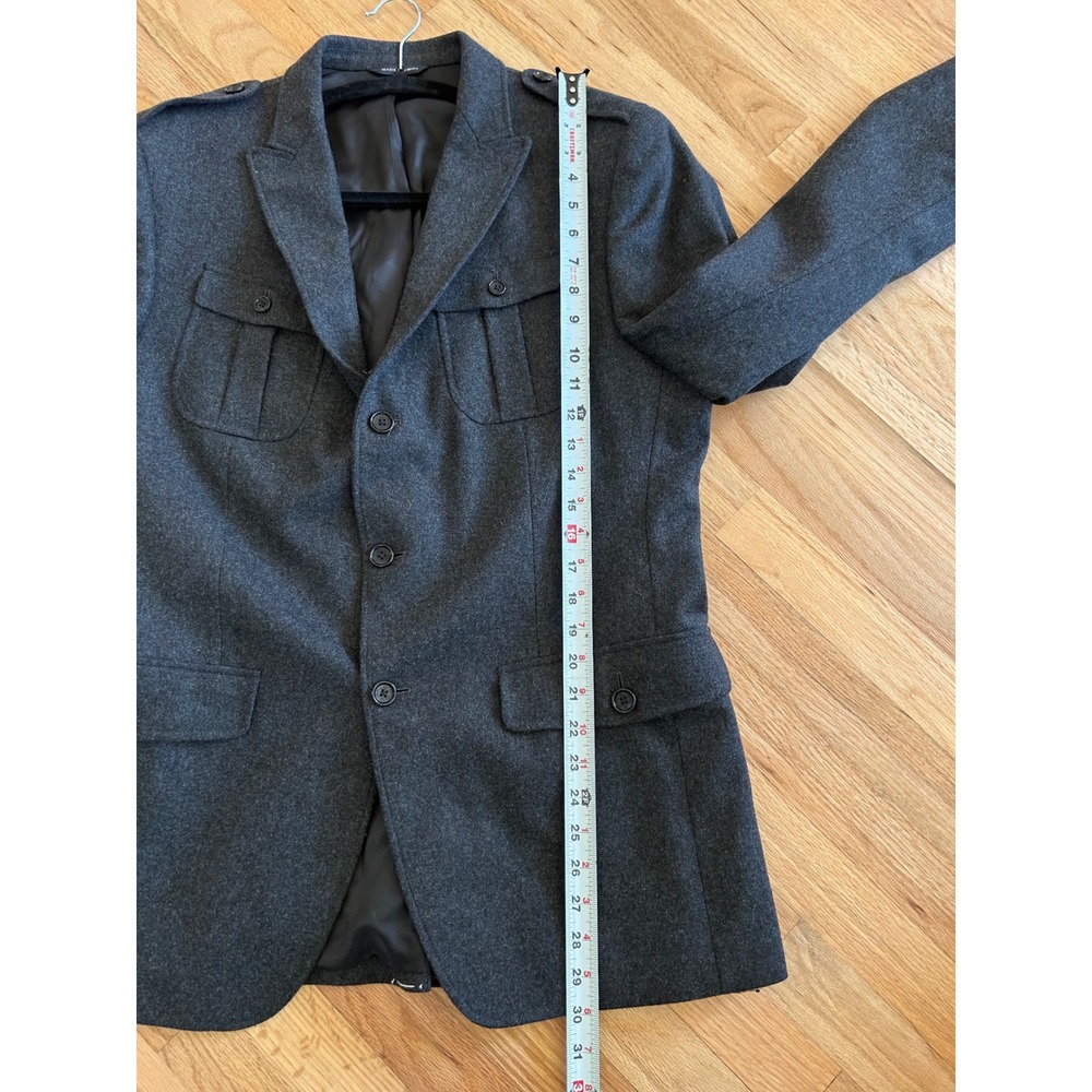 Banana Republic Mens 42R Wool Military Blazer Jacket Charcoal Gray‎ 680712-00 - Picture 9 of 11